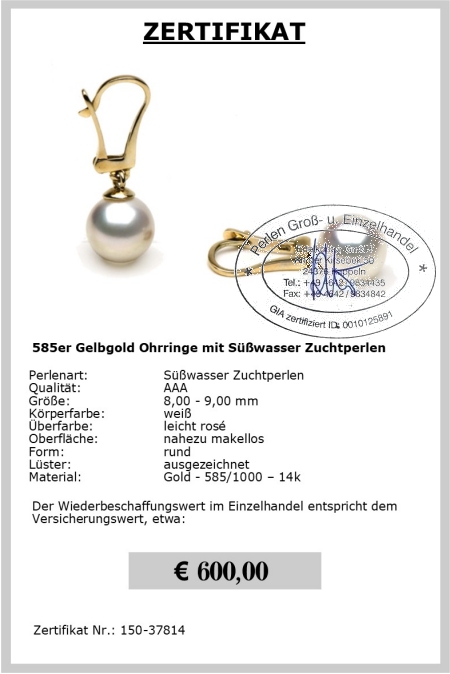 Echte Perlenohrringe im Online Shop für Perlenschmuck