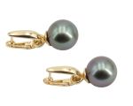Tahitiperlen Ohrhänger 11.0 - 12.0 mm, Gold 750er