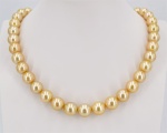 Perlenkette Südseeperlen 9.1 - 12.3 mm, Farbe Gold