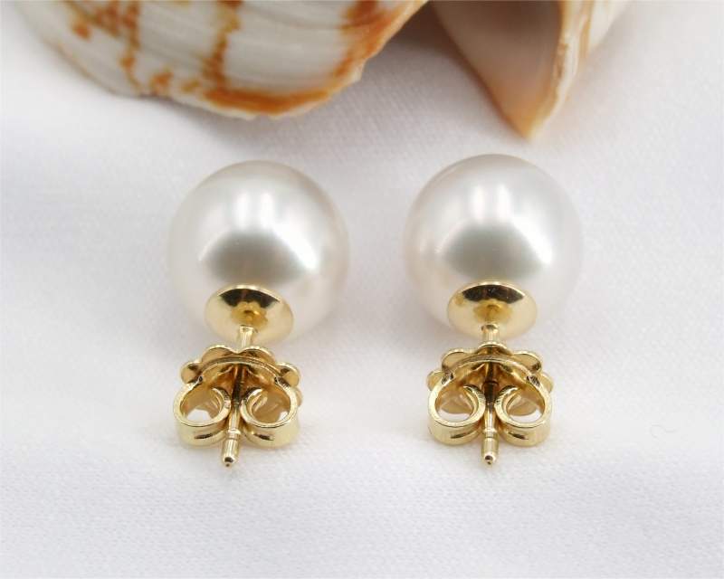 Südsee Perlenohrringe 10.0 - 11.0 mm in Gold 750er