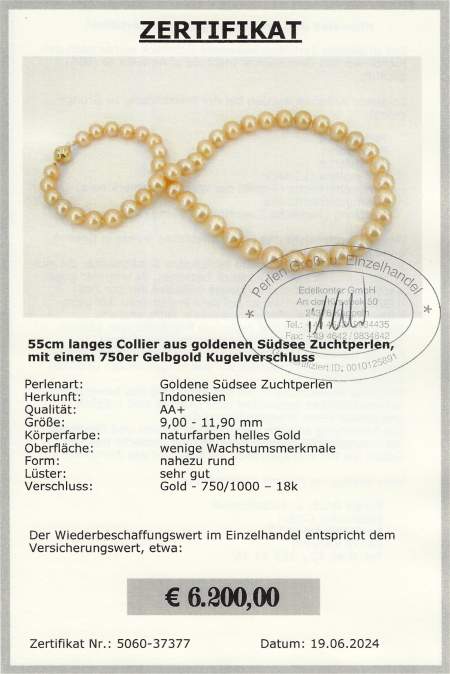Eine Halskette aus goldenen Sdseeperlen bestellen